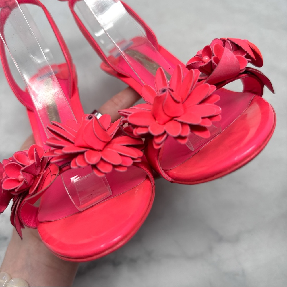 Sophia Webster Lilico Floral Leather Ankle Strap Stiletto Sandal Heels Pink 37.5 - Picture 6 of 16